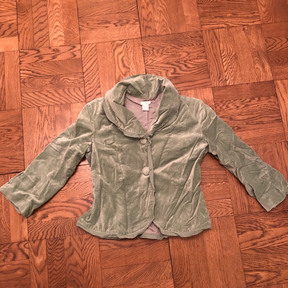 Velvet, pastel green, satin trim -Anthropologie.